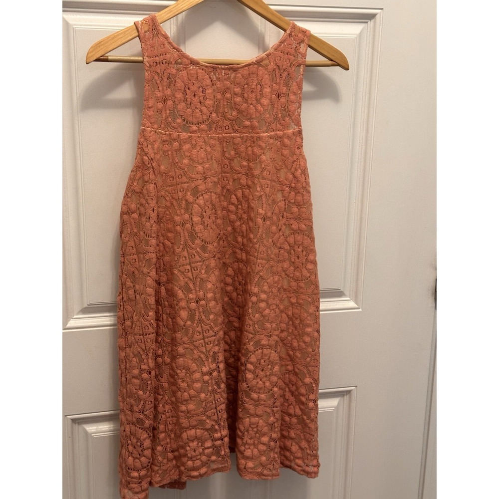FREE PEOPLE Peach Lace Sleeveless Mini Dress Medium